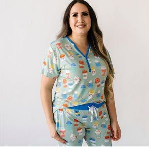 Women’s Little Sleepies Love you a Latte Aqua- medium- bamboo